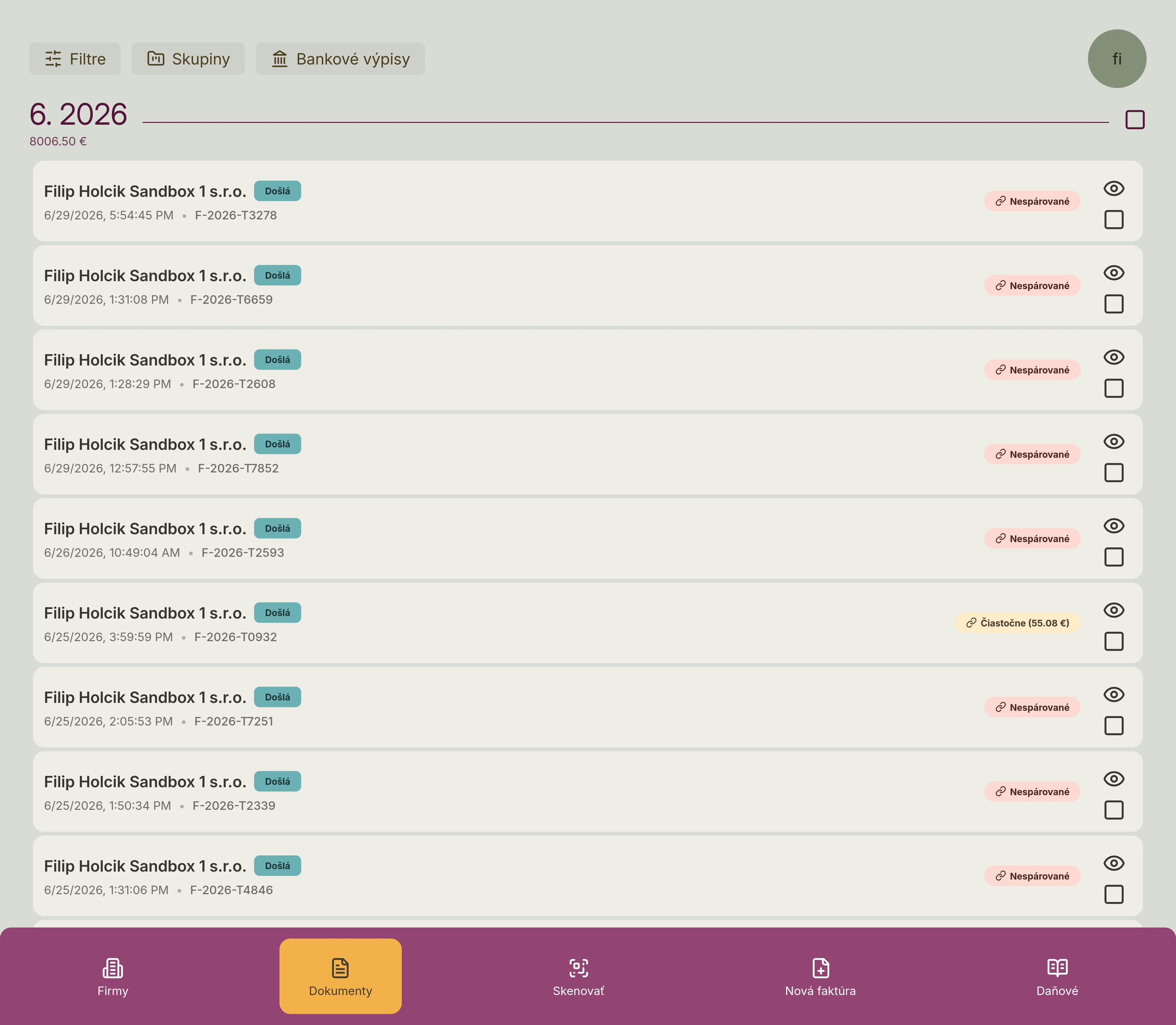 AI Bookkeeping Invoice Matching Dashboard